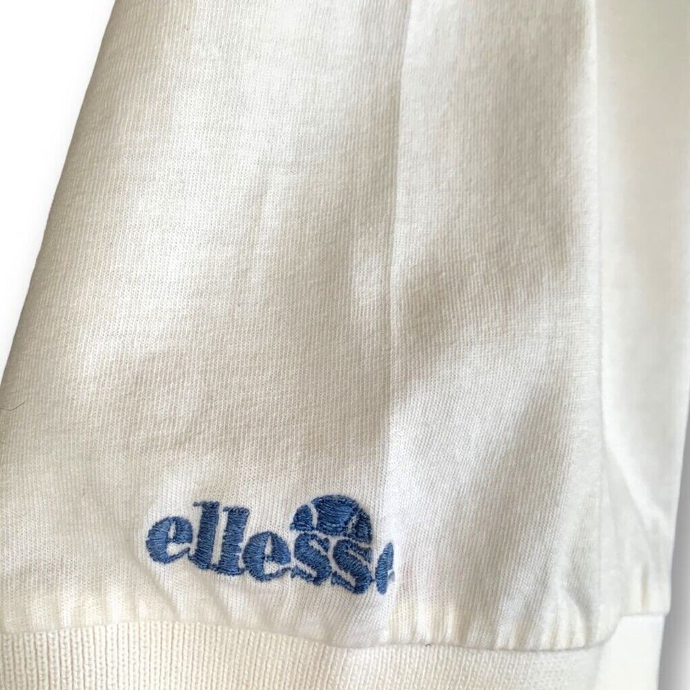 Vintage Ellesse Golf Polo Scenic Print White Mercerized Cotton Shirt Abstract - Picture 5 of 10